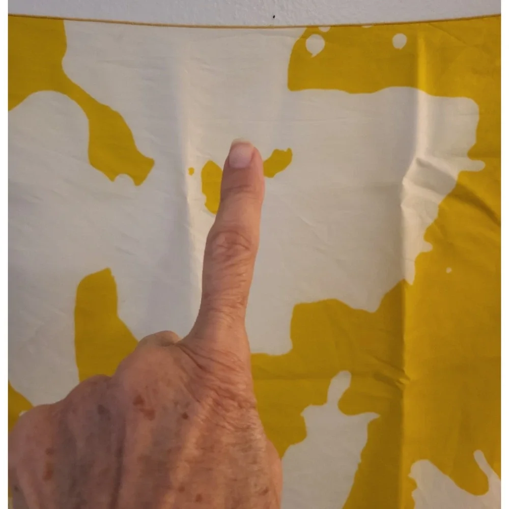 Vera Neumann VTG Silk Scarf Japan Yellow & White Fluid Abstract Print 21